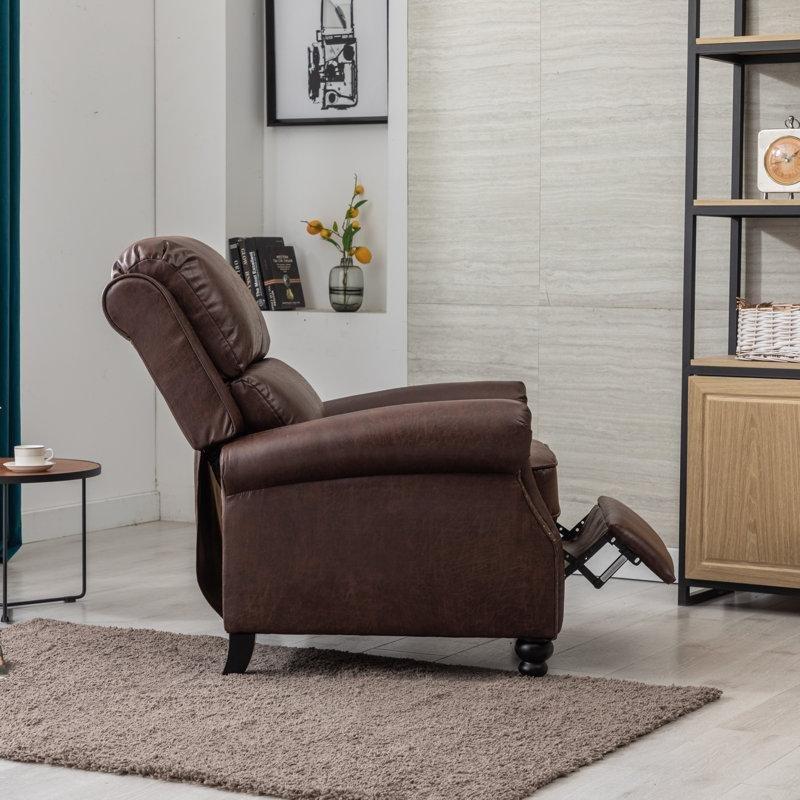 Suni Deri Zımba Detaylı Geri İtme Mekanizmalı Baba Koltuğu - 88 cm - 324064