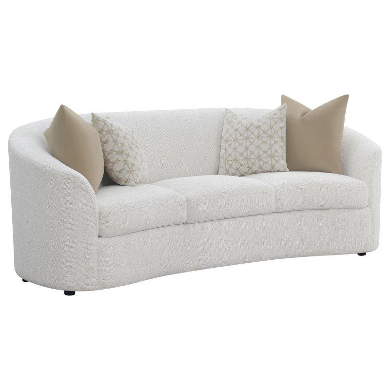 Sütlü Kahve Bukle Kumaş Eğimli Kollu 3 Kişilik Bohem Koltuk - 225 cm - 278705