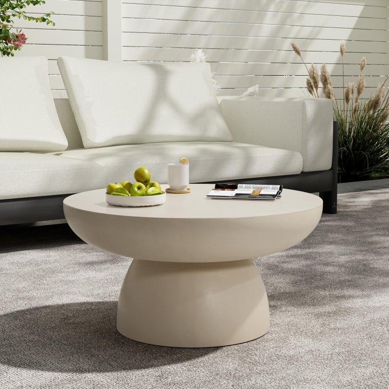 Suya Dayanıklı Hafif Beton Yuvarlak Orta Sehpa - 70x35 cm - 241150