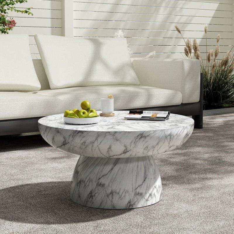 Suya Dayanıklı Hafif Beton Yuvarlak Orta Sehpa - 70x35 cm - 241150
