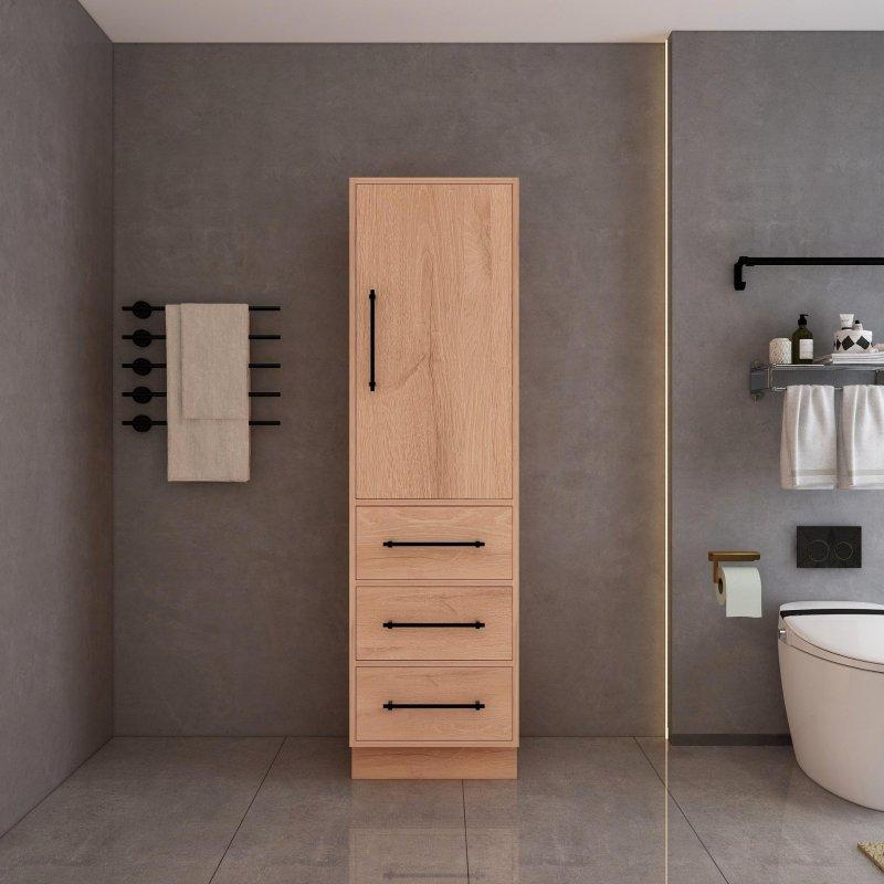 Suya Dayanıklı Kontrplak Ayaklı Yavaş Kapanır Çok Amaçlı Banyo Dolabı - 183 cm - 333905