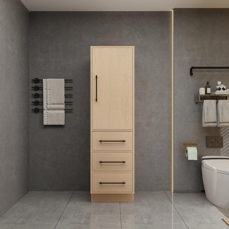 Suya Dayanıklı Kontrplak Ayaklı Yavaş Kapanır Çok Amaçlı Banyo Dolabı - 183 cm - 333905