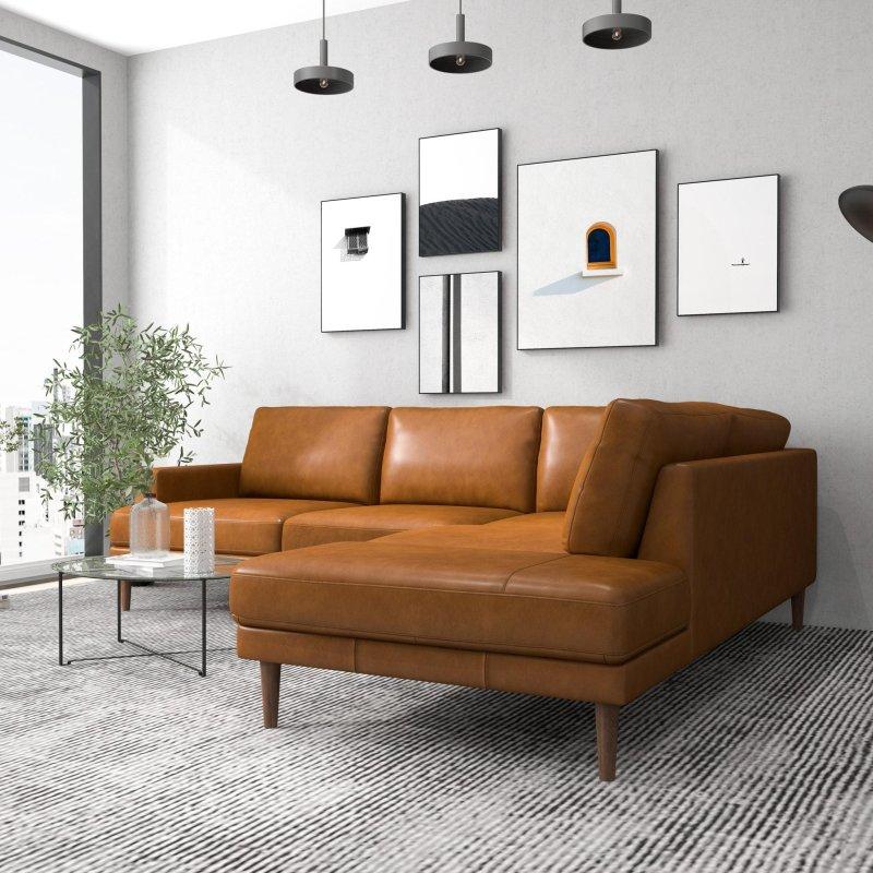 Taba Hakiki Deri Masif Ahşap Ayaklı Modüler Yönü Değiştirilebilir Köşe Koltuk - 274x230 cm - 255356 Taba Hakiki Deri Masif Ahşap Ayaklı Modüler Yönü Değiştirilebilir Köşe Koltuk - 274x230 cm - 255356