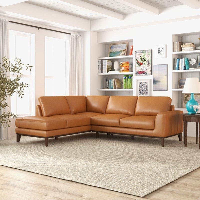 Taba Hakiki Deri Masif Ahşap Ayaklı Şezlonglu Sol Köşe Koltuk - 248x212 cm - 255903