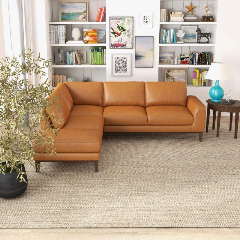 Taba Hakiki Deri Masif Ahşap Ayaklı Şezlonglu Sol Köşe Koltuk - 248x212 cm - 255903