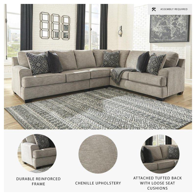 Taş Rengi Bej Polyester Kumaş 3 Parçalı Modern U Köşe Koltuk Takımı - 475 cm - 256925