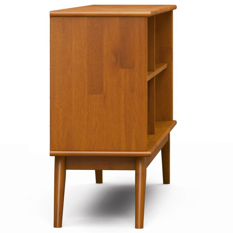 Teak Kahverengi Masif Ahşap 4 Raflı Alçak Kitaplık - 163x77 cm - 316507