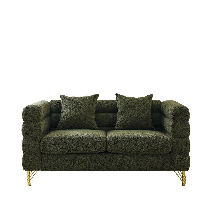Teddy Kumaş Gold Metal Ayaklı Art Deco Tasarım Bohem Koltuk - 153 cm - 284839