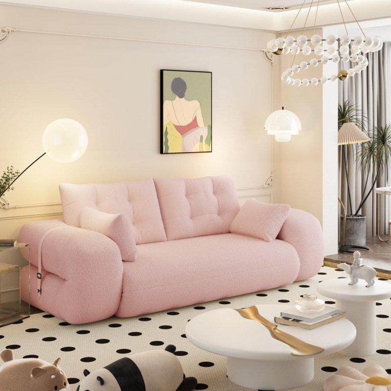 Teddy Kumaş Yastıklı 3ü 1 Arada Katlanabilir Yataklı Bohem Koltuk - 200x110x59 cm - 280778