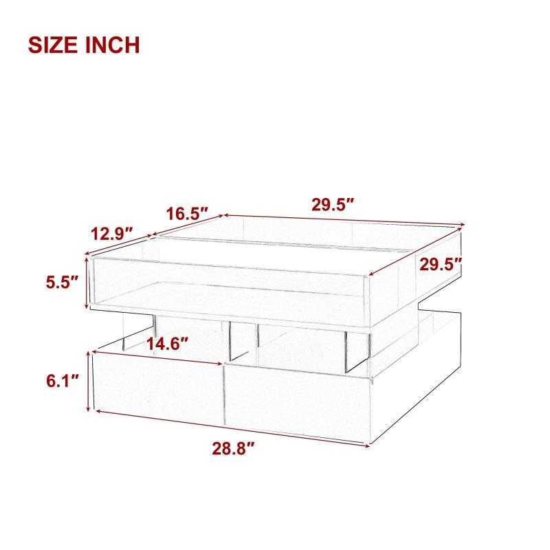 Temperli Cam ve MDF LED Aydınlatmalı Asansörlü Çekmeceli Akıllı Sehpa - 253722