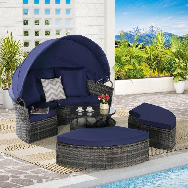 Tenteli Rattan Minderli 5 Parça Bahçe Takımı - 272584