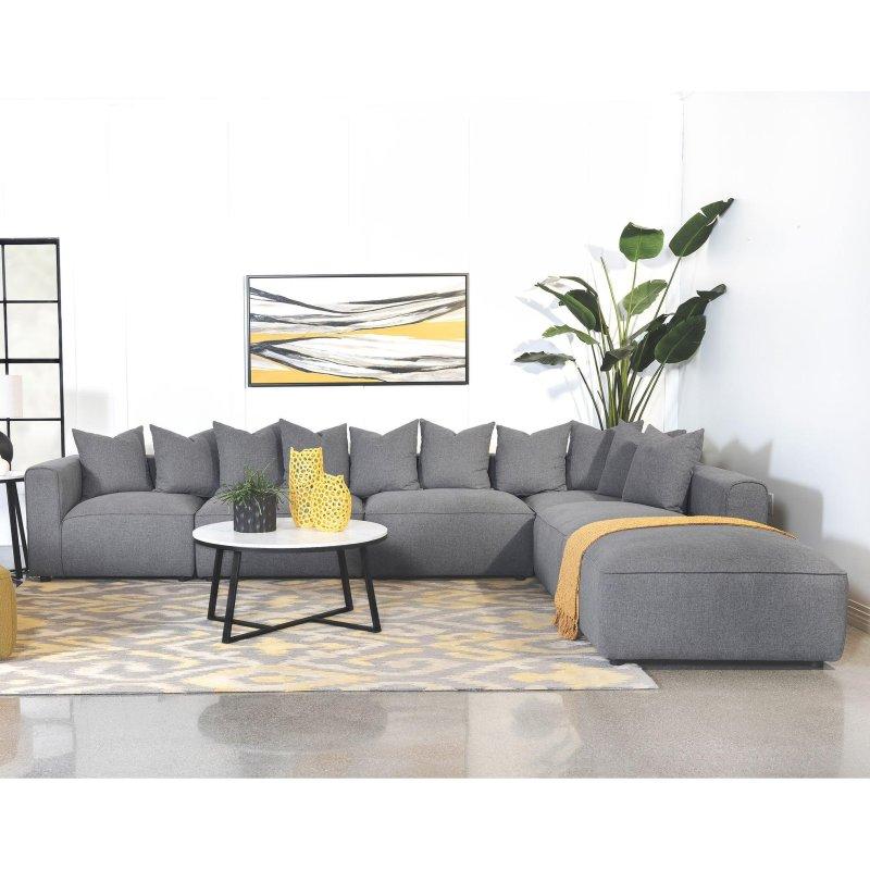 Toprak Rengi Polyester Kumaş Modüler Puflu Köşe Koltuk - 392x294 cm - 260214