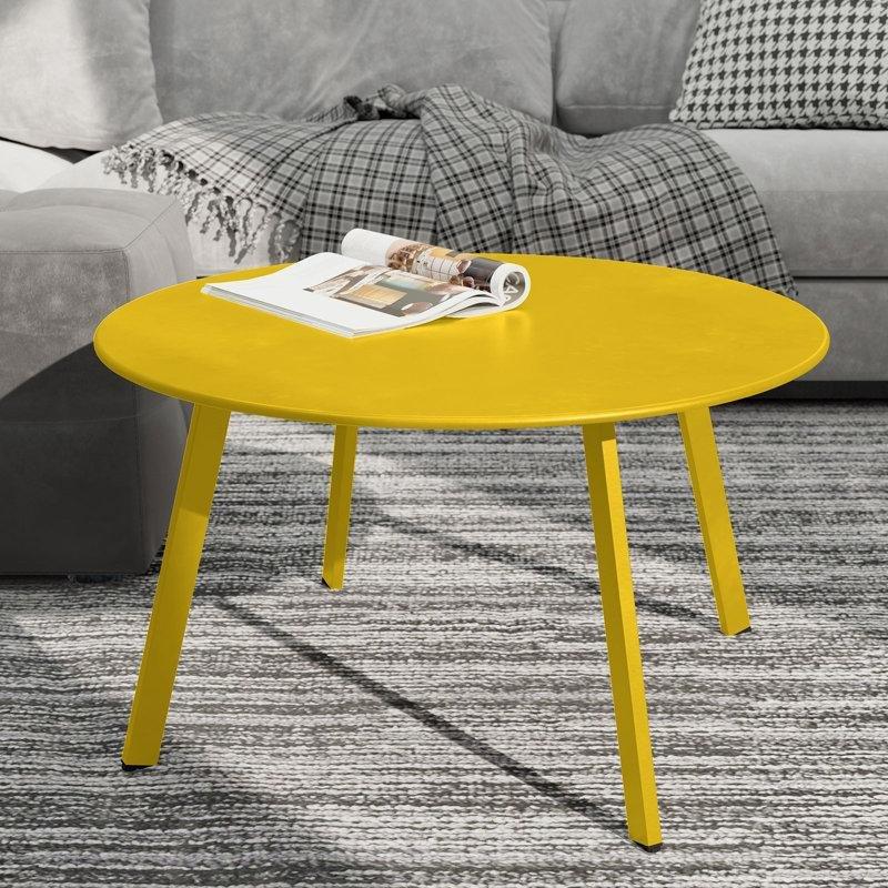Toz Boyalı Çelik İç ve Dış Mekan Uyumlu Yuvarlak Orta Sehpa - 72x41 cm - 244713