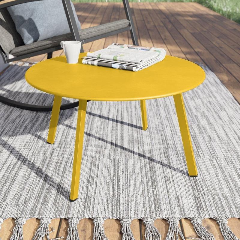 Toz Boyalı Çelik İç ve Dış Mekan Uyumlu Yuvarlak Orta Sehpa - 72x41 cm - 244713
