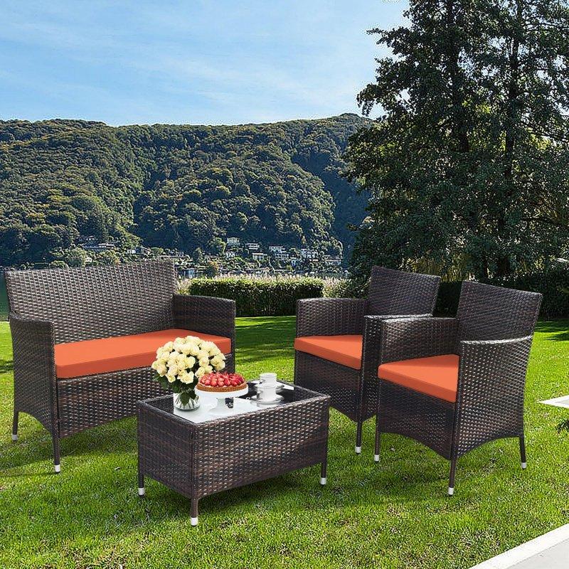 Turuncu Rattan 8 Kişilik 8 Parça Bahçe Takımı - 272978