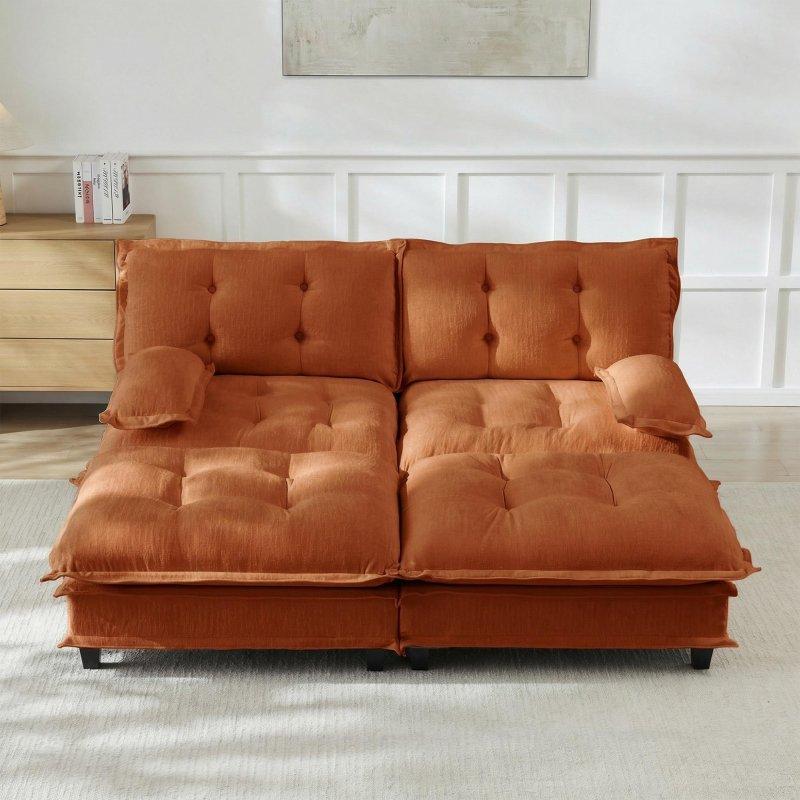 Turuncu Şönil Kumaş Masif Ahşap Modüler Derin Oturumlu Bohem Koltuk - 196x153 cm - 291049 Turuncu Şönil Kumaş Masif Ahşap Modüler Derin Oturumlu Bohem Koltuk - 196x153 cm - 291049