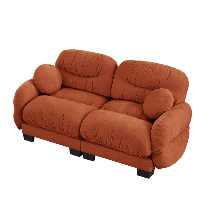 Turuncu Şönil Kumaş MDF Modüler Pliseli Bohem Koltuk - 208x92x87 cm - 290616