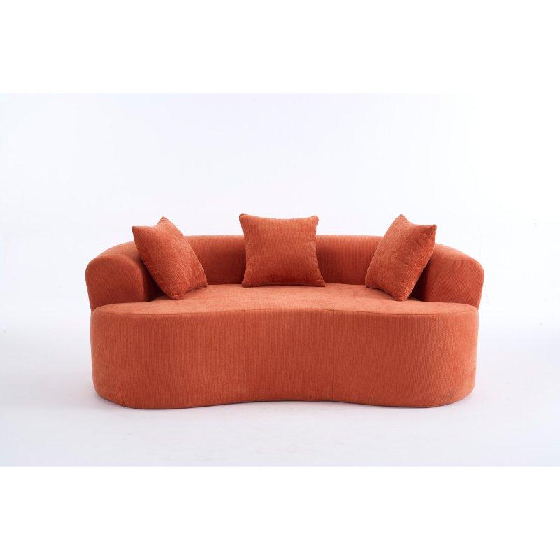 Turuncu Şönil Kumaş Modüler 3 Kişilik Kavisli Bohem Koltuk - 171x103 cm - 289532