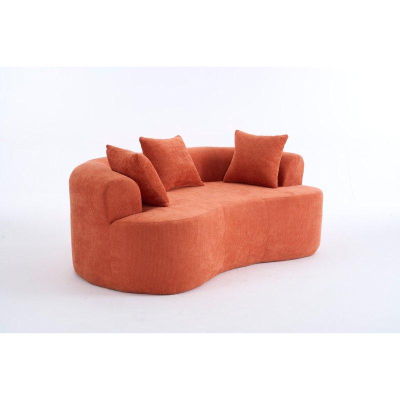 Turuncu Şönil Kumaş Modüler 3 Kişilik Kavisli Bohem Koltuk - 171x103 cm - 289532