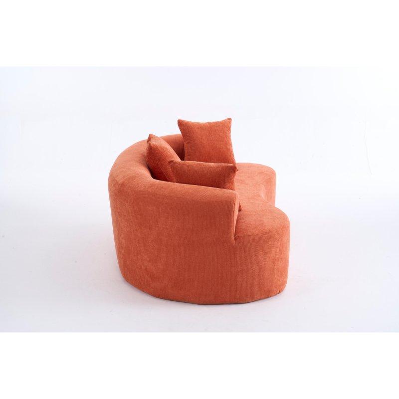 Turuncu Şönil Kumaş Modüler Kavisli 3 Kişilik Bohem Koltuk - 201x104 cm - 292669