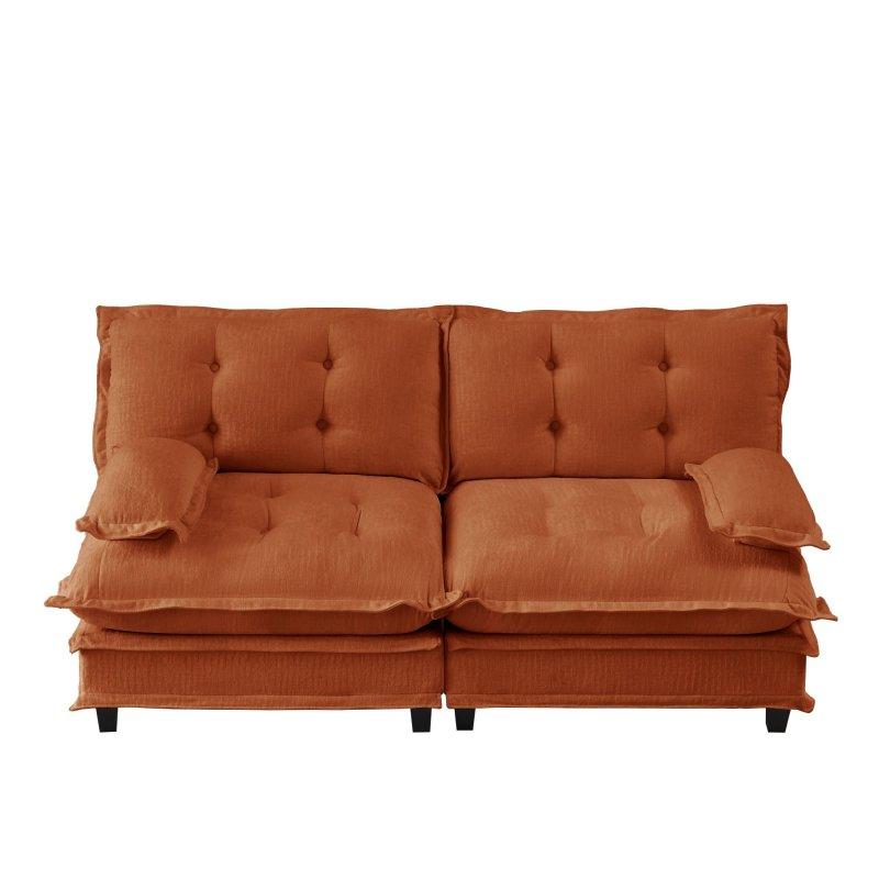 Turuncu Şönil Kumaş Modüler Yastık Sırtlı Bohem Koltuk - 196x90x86 cm - 289979