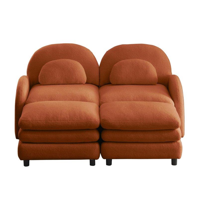 Turuncu Teddy Kumaş Modüler Kavisli Tasarım Bohem Koltuk - 174x141x90 cm - 291464