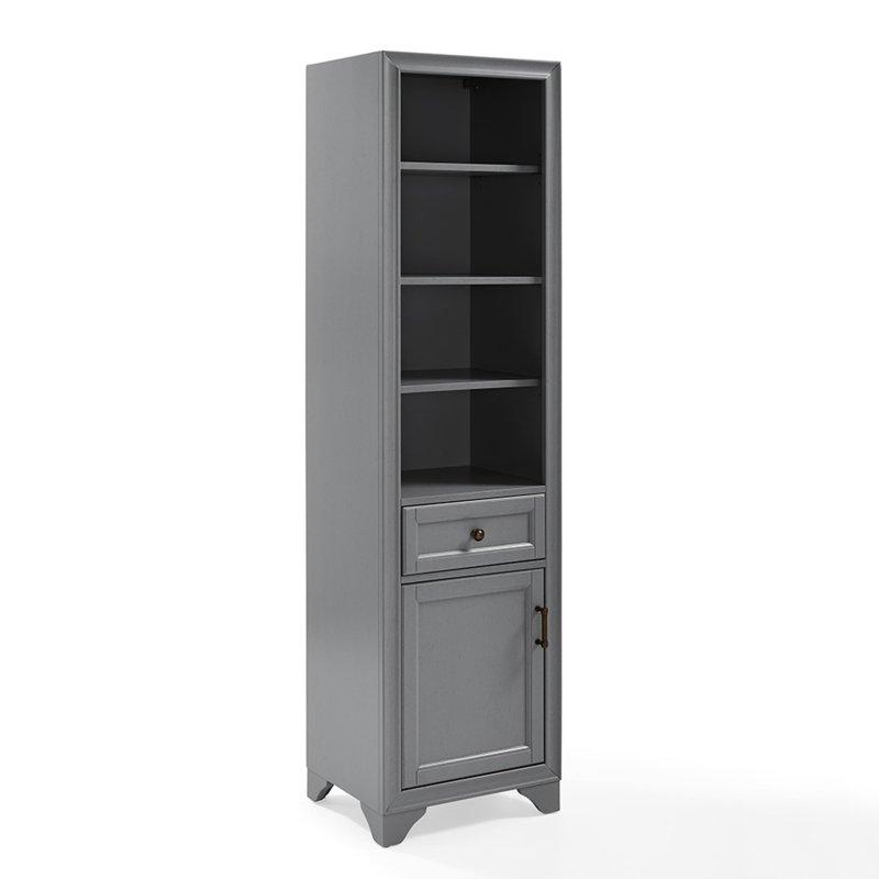 Vintage Gri MDF Antik Bronz Kulplu Çok Amaçlı Banyo Dolabı - 172 cm - 333396