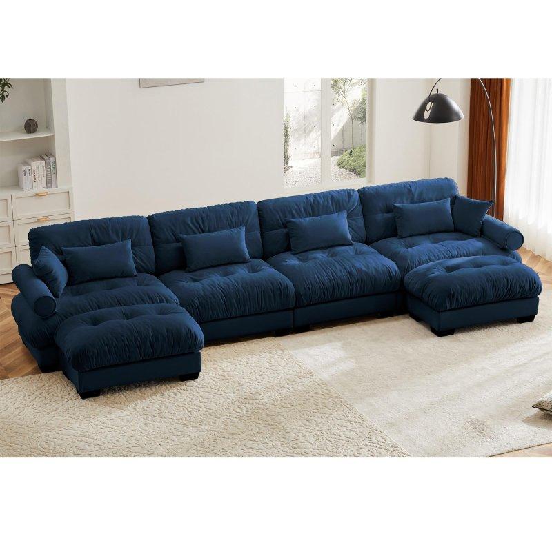 Vintage Kadife Modüler 2 Puflu Köşe Koltuk Takımı - 256844
