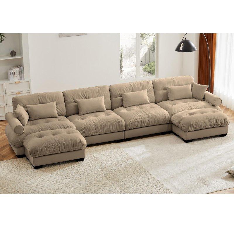 Vintage Kadife Modüler 2 Puflu Köşe Koltuk Takımı - 256844