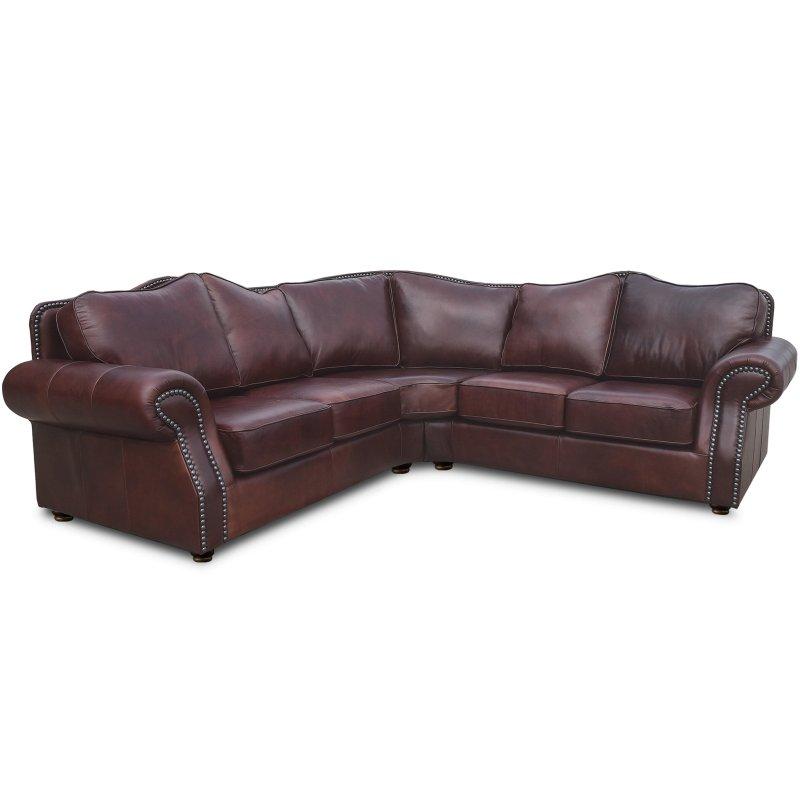 Viski Kahverengi Hakiki Deri Zımba Detaylı Masif Ahşap Köşe Koltuk - 272x100 cm - 257415