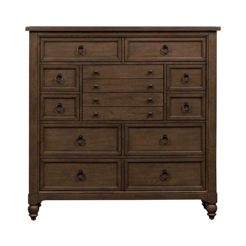 Vizon Eskitme Tasarım 12 Çekmeceli Meşe ve Kavak Ağacı Şifonyer - 148x46x148 cm - 301924