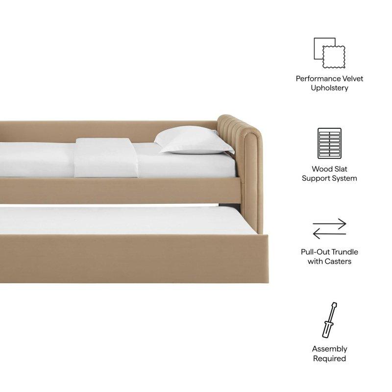 Vizon Performans Kadife Yavru Yataklı Dikey Kapitoneli Daybed Karyola - 230 cm - 330430