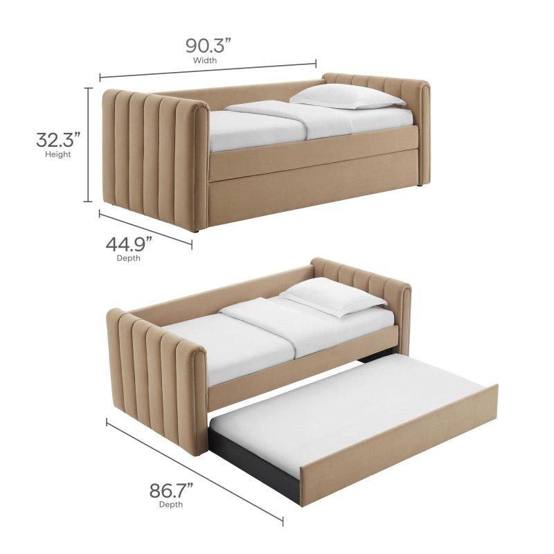 Vizon Performans Kadife Yavru Yataklı Dikey Kapitoneli Daybed Karyola - 230 cm - 330430