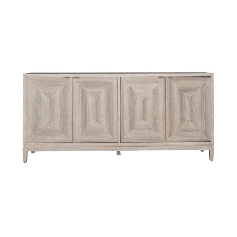 Vizon ve Gümüş Şampanya Masif Kauçuk Ağacı 4 Kapaklı Dekoratif Reçine Desenli Bohem Konsol - 199x46x92 cm - 324771