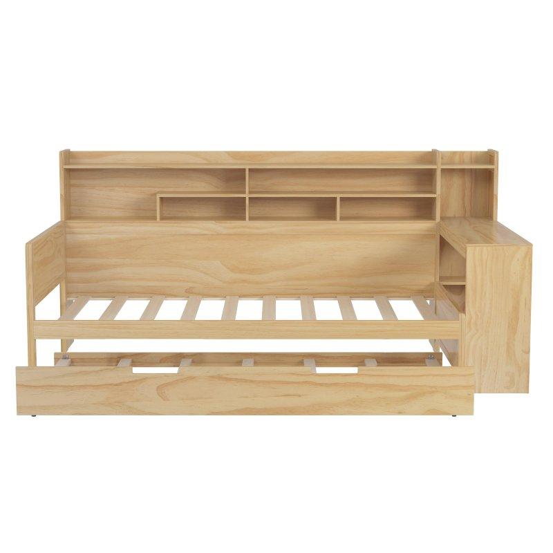 Yavru Yataklı Raflı ve Çalışma Masalı Ahşap Daybed Karyola - 330678