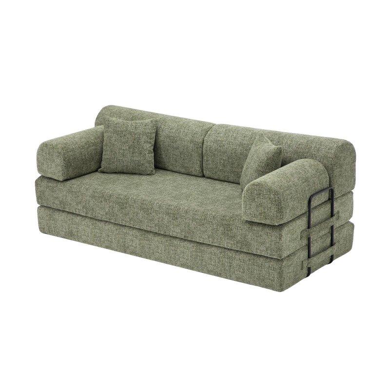 Yeşil Bukle Kumaş 4ü 1 Arada Yataklı Bohem Koltuk - 200x90x78 cm - 285985