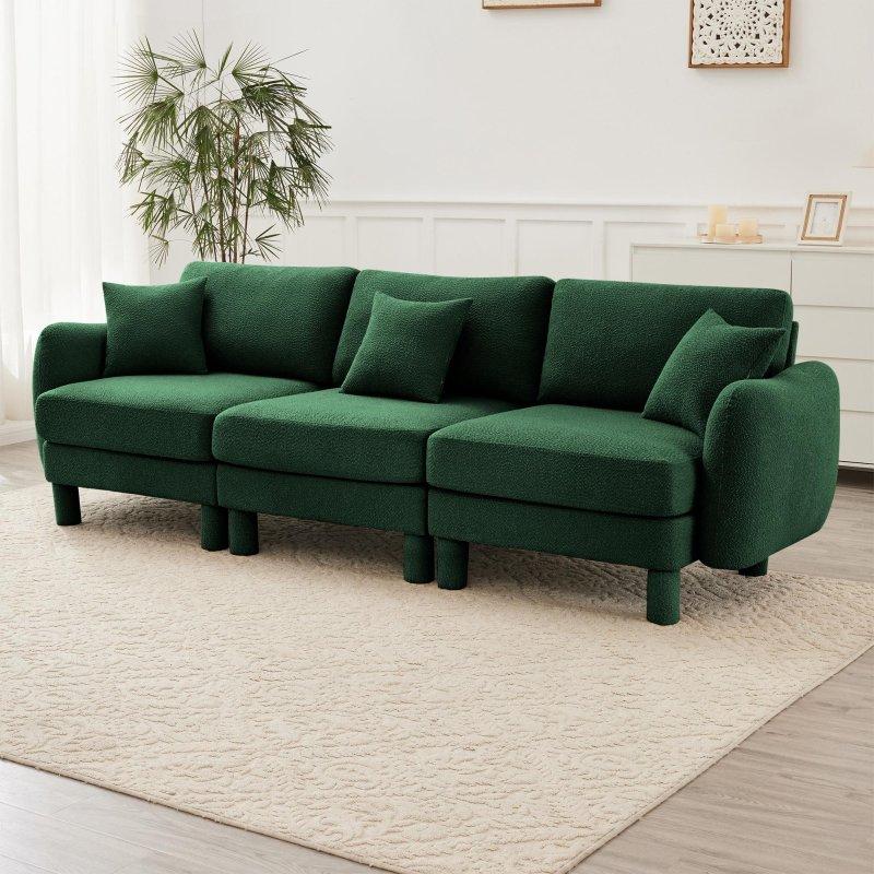 Yeşil Bukle Kumaş Deniz Kabuğu Kolçaklı 3 Kişilik Bohem Koltuk - 278 cm - 277917 Yeşil Bukle Kumaş Deniz Kabuğu Kolçaklı 3 Kişilik Bohem Koltuk - 278 cm - 277917
