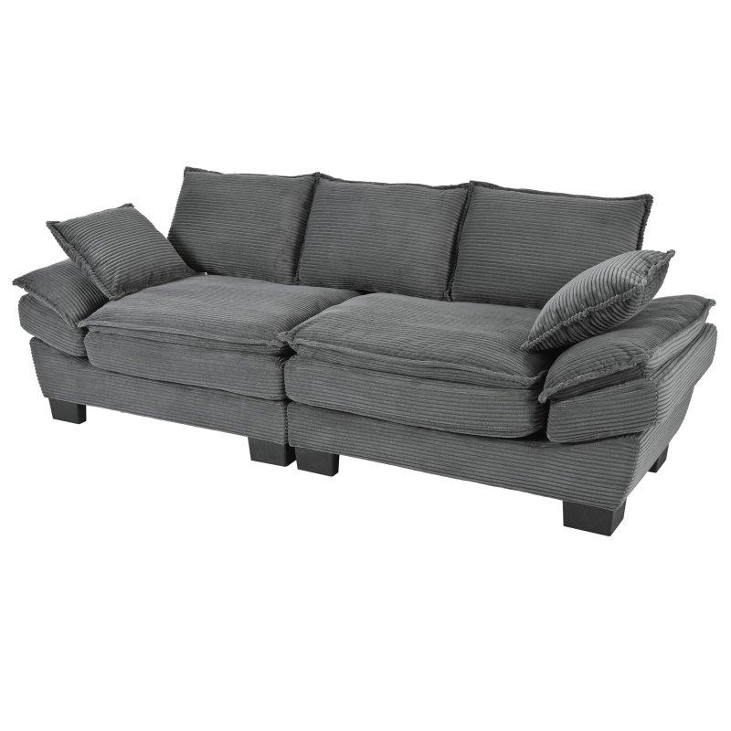 Yeşil Fitilli Kadife Kavisli Modern Bohem Koltuk - 204 cm - 289543