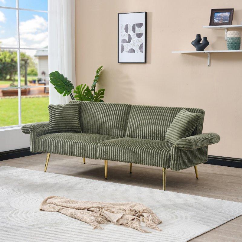 Yeşil Fitilli Kadife Yataklı 2 Kişilik Bohem Koltuk - 201 cm - 283594