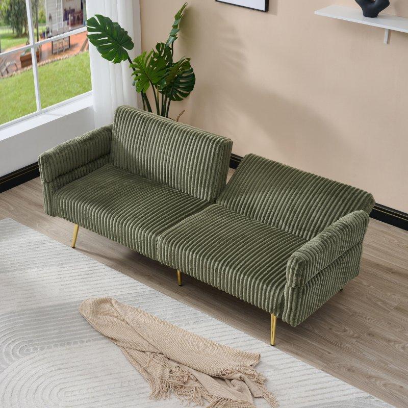 Yeşil Fitilli Kadife Yataklı 2 Kişilik Bohem Koltuk - 201 cm - 283594