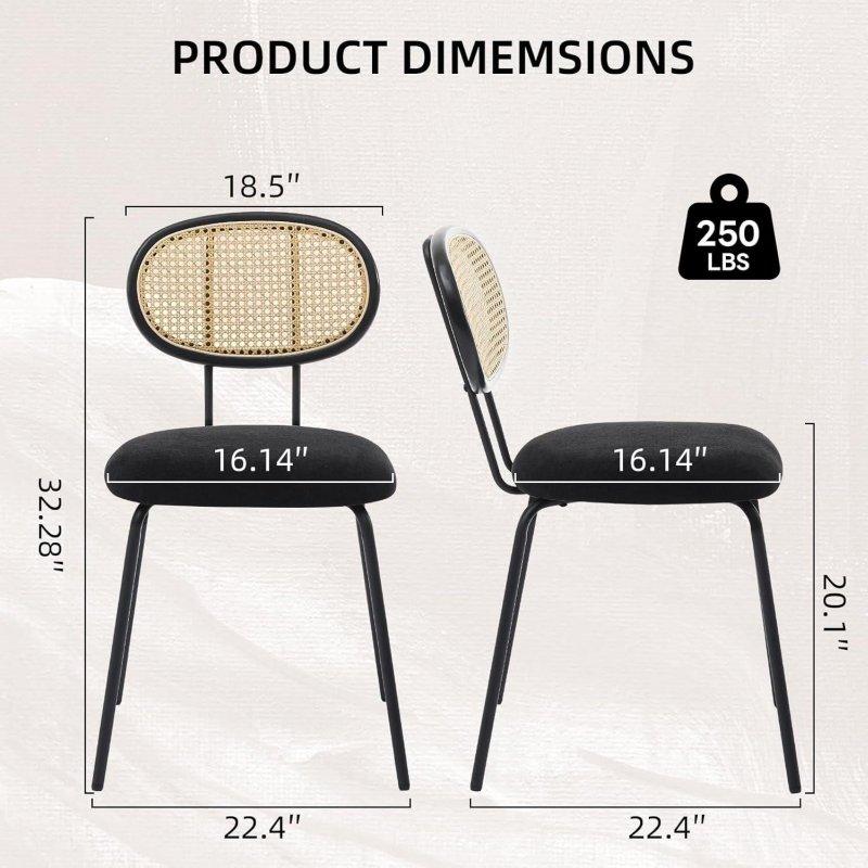 Yeşil Kadife El Örgüsü Sırtlıklı Siyah Metal Ayaklı 2li Rattan Sandalye - 251924