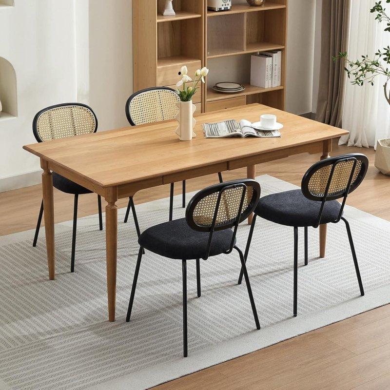 Yeşil Kadife El Örgüsü Sırtlıklı Siyah Metal Ayaklı 2li Rattan Sandalye - 251924