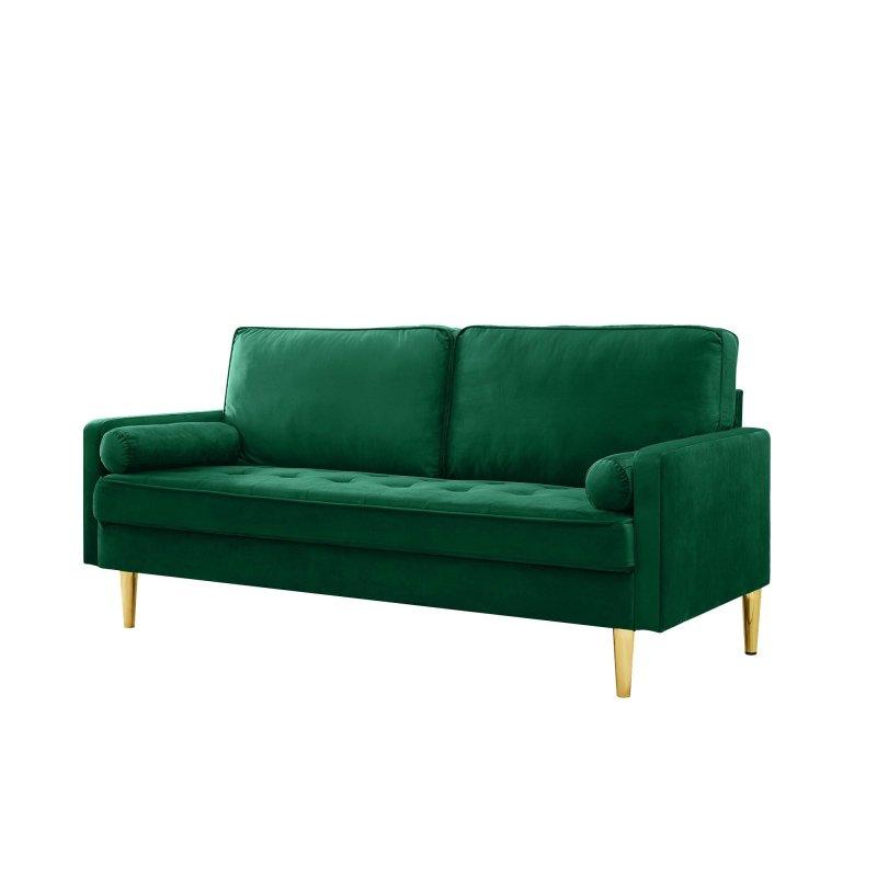 Yeşil Kadife Metal Ayaklı Minderli Bohem Koltuk - 166 cm - 277162