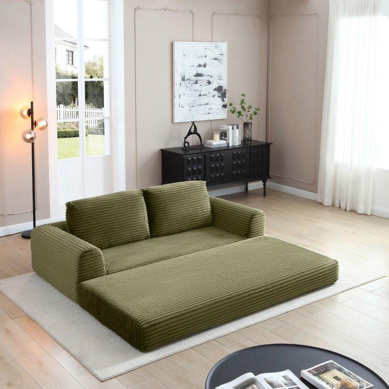 Yeşil Kadife Yataklı Katlanır Bohem Koltuk - 209x95 cm - 290645