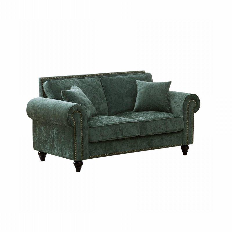 Yeşil Kumaş Zımba Detaylı Kıvrımlı Kolçaklı İki Kişilik Bohem Koltuk - 162 cm - 282579