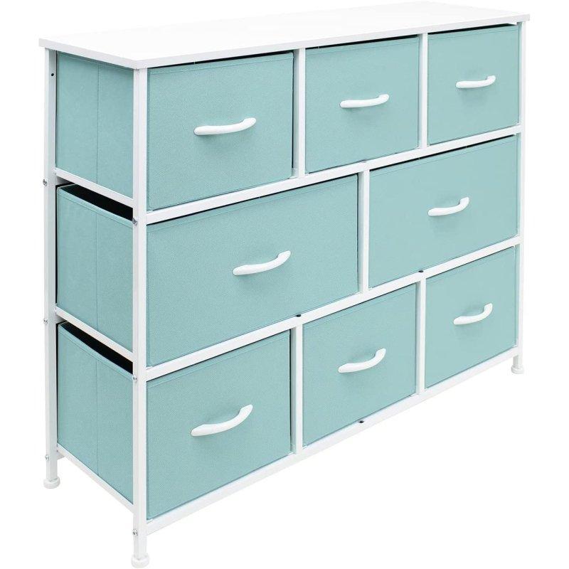 Yeşil MDF Tablalı Metal İskeletli 8 Çekmeceli Şifonyer - 100x30x80 cm - 304608