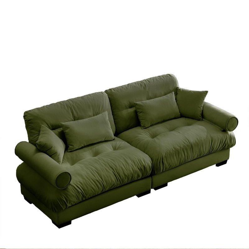 Yeşil MDF Yuvarlak Kollu Kapitoneli Sırtlı İkili Bohem Koltuk - 238x94x89 cm - 293342