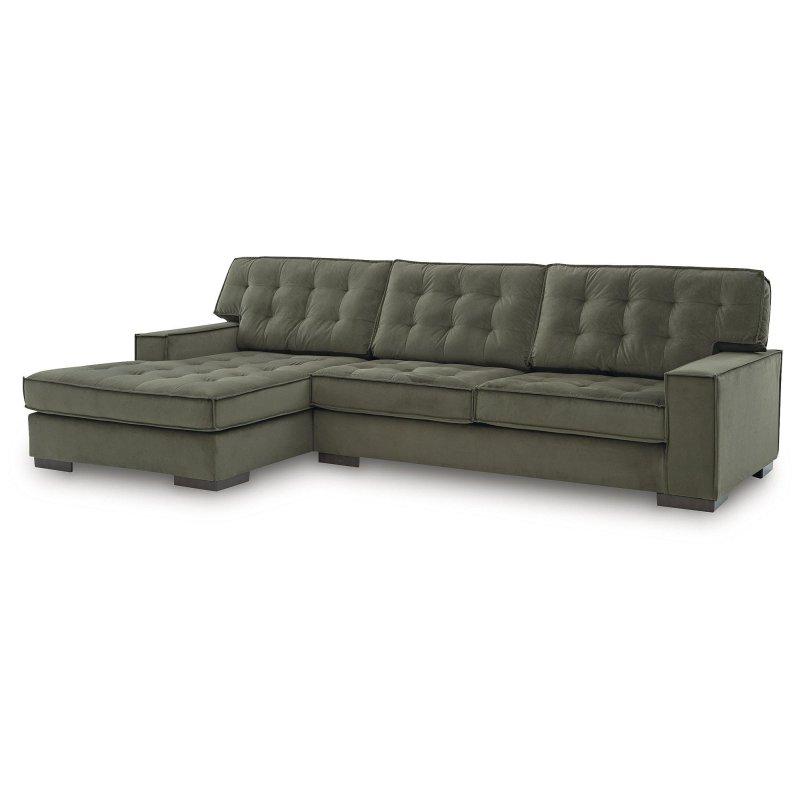Yeşil Polyester Kapitoneli Şezlonglu Köşe Koltuk - 326x178x97 cm - 256766