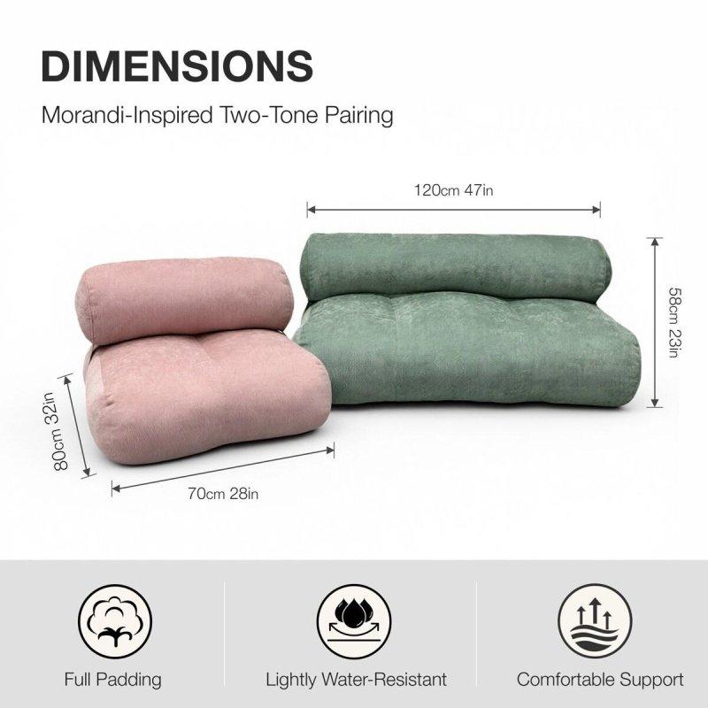 Yeşil Polyester Kolçaksız El Yapımı 2 Kişilik Bohem Koltuk - 120x82 cm - 280349