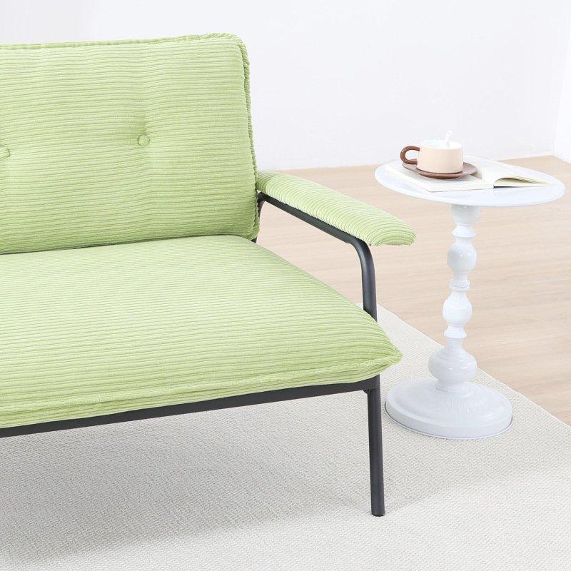Yeşil Polyester Kumaş Metal İskeletli Düğme Kapitoneli İki Kişilik Bohem Koltuk - 135x79x77 cm - 283279